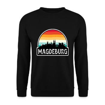 Magdeburg Deutschland Flagge Skyline Reisesouvenir - Unisex Pullover - Schwarz - Vorne - Alina (178cm) & Michal (187cm)