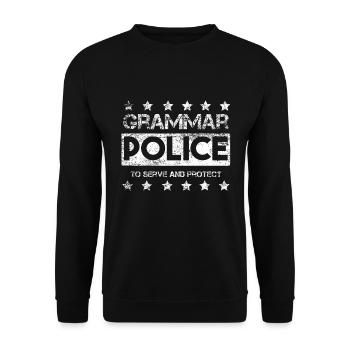 Grammar Police - Unisex Pullover - Schwarz - Vorne - Alina (178cm) & Michal (187cm)