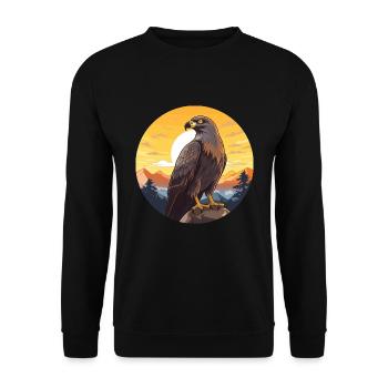 Bussard Buntes Aquarell Cartoon Kawaii Tier - Unisex Pullover - Schwarz - Vorne - Alina (178cm) & Michal (187cm)