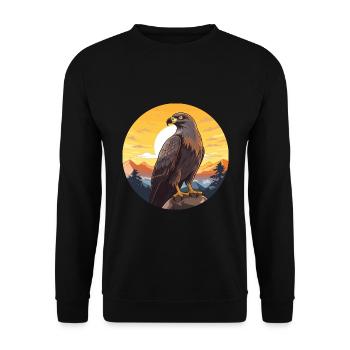 Bussard Buntes Aquarell Cartoon Kawaii Tier - Unisex Pullover - Schwarz - Vorne - Alina (178cm) & Michal (187cm)