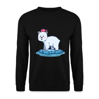 Knuddeliger Eisbär Arktisbewohner - Unisex Pullover - Schwarz - Vorne - Alina (178cm) & Michal (187cm)