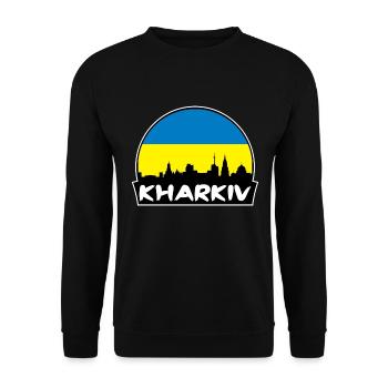 Charkiw Ukraine Flagge Skyline Silhouette Reisen - Unisex Pullover - Schwarz - Vorne - Alina (178cm) & Michal (187cm)