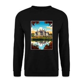 Loire-Tal Frankreich Vintage Reiseposter Souvenir - Unisex Pullover - Schwarz - Vorne - Alina (178cm) & Michal (187cm)