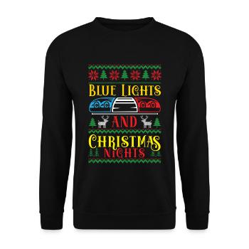 Blaue Lichter und Weihnachtsnächte Polizei Weihnac - Unisex Pullover - Schwarz - Vorne - Alina (178cm) & Michal (187cm)