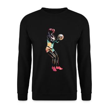 Turbulentes Netzball Mannschaftsspiel - Unisex Pullover - Schwarz - Vorne - Alina (178cm) & Michal (187cm)