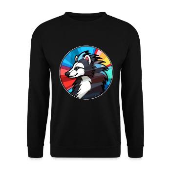 Stinktierglas bunte Karikatur Kawaii Tier - Unisex Pullover - Schwarz - Vorne - Alina (178cm) & Michal (187cm)