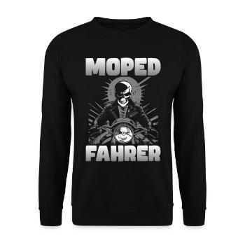 Moped Fahrer - Unisex Pullover - Schwarz - Vorne - Alina (178cm) & Michal (187cm)