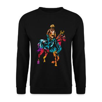 Zähe Distanzreiterin Langstrecke - Unisex Pullover - Schwarz - Vorne - Alina (178cm) & Michal (187cm)
