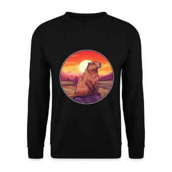 Gopher Buntes Aquarell Cartoon Kawaii Tier - Unisex Pullover - Schwarz - Vorne - Alina (178cm) & Michal (187cm)