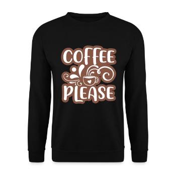 Kaffee bitte Aufkleber Design 01 - Unisex Pullover - Schwarz - Vorne - Alina (178cm) & Michal (187cm)