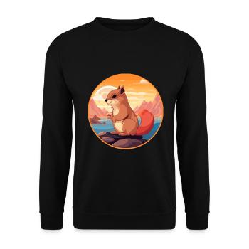 Eichhörnchen buntes Aquarell Cartoon Kawaii Tier - Unisex Pullover - Schwarz - Vorne - Alina (178cm) & Michal (187cm)
