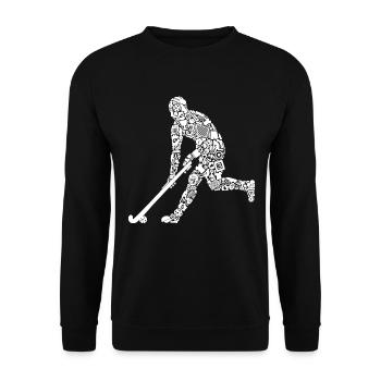 Feldhockey Symbole Jungen Kinder Hockeyspieler - Unisex Pullover - Schwarz - Vorne - Alina (178cm) & Michal (187cm)