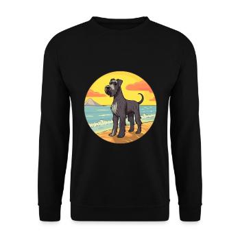 Riesenschnauzer Hund Rasse Cartoon Kawaii Clipart - Unisex Pullover - Schwarz - Vorne - Alina (178cm) & Michal (187cm)