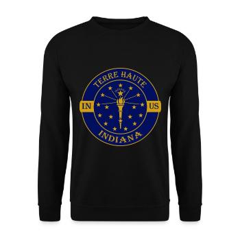 Terre Haute Indiana Flagge USA Reise-Souvenir-Abzeichen - Unisex Pullover - Schwarz - Vorne - Alina (178cm) & Michal (187cm)