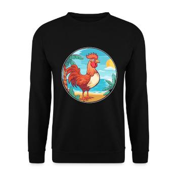 Hahn Aquarell Karikatur Kawaii Clipart Tier - Unisex Pullover - Schwarz - Vorne - Alina (178cm) & Michal (187cm)