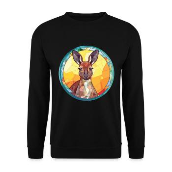 Känguru Buntes Aquarell Tier Illustration - Unisex Pullover - Schwarz - Vorne - Alina (178cm) & Michal (187cm)