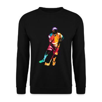 Blitzschneller Floorball Torhüter - Unisex Pullover - Schwarz - Vorne - Alina (178cm) & Michal (187cm)