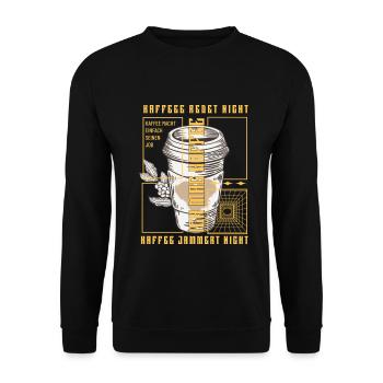 Kaffee redet nicht lustiger Kaffee Spruch - Unisex Pullover - Schwarz - Vorne - Alina (178cm) & Michal (187cm)