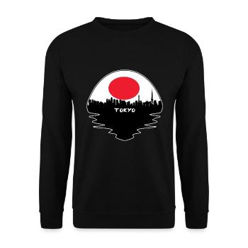 Tokyo Japan Flagge Skyline Silhouette Reisen - Unisex Pullover - Schwarz - Vorne - Alina (178cm) & Michal (187cm)