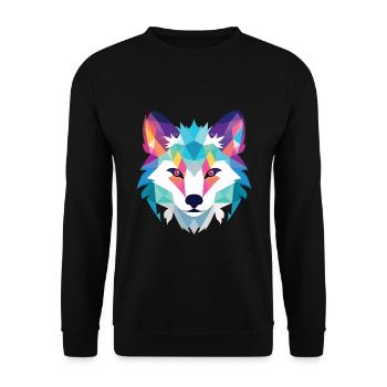 Polarfuchs Bunte Aquarell-Tierillustration - Unisex Pullover - Schwarz - Vorne - Alina (178cm) & Michal (187cm)