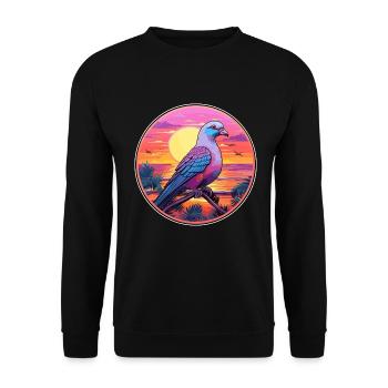 Taube buntes Aquarell Cartoon Kawaii Tier - Unisex Pullover - Schwarz - Vorne - Alina (178cm) & Michal (187cm)