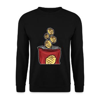 Knallige Britische Chips Pubabend - Unisex Pullover - Schwarz - Vorne - Alina (178cm) & Michal (187cm)