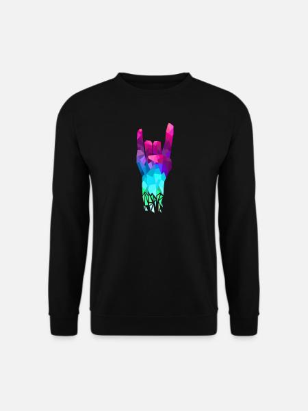 Geometric Rock Hand Handzeichen Rock n Roll - Unisex Pullover - Schwarz