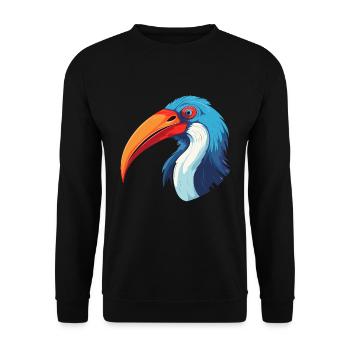 Ibis Buntes Aquarell Cartoon Kawaii Tier - Unisex Pullover - Schwarz - Vorne - Alina (178cm) & Michal (187cm)