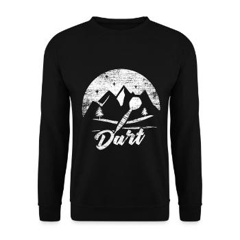 Kraftvoller Dartpfeil Volltreffer - Unisex Pullover - Schwarz - Vorne - Alina (178cm) & Michal (187cm)