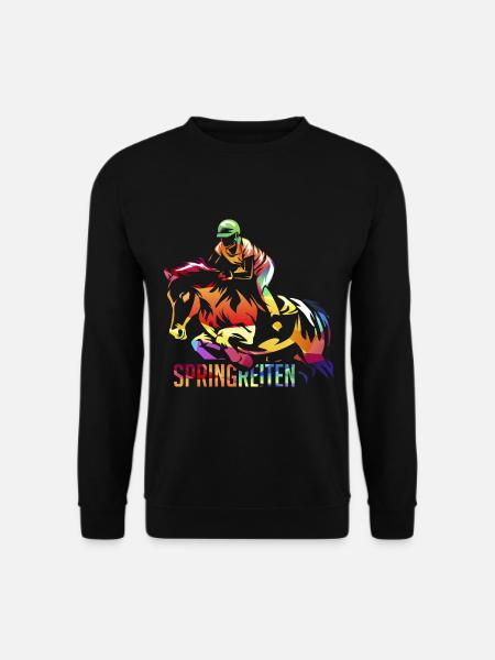 Schwungvoller Springreiter Parcours - Unisex Pullover - Schwarz