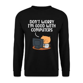 Es ist immer DNS - Unisex Pullover - Schwarz - Vorne - Alina (178cm) & Michal (187cm)