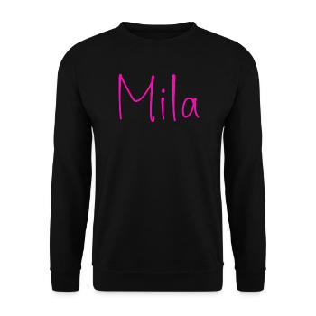 Mila Neon Script - Unisex Pullover - Schwarz - Vorne - Alina (178cm) & Michal (187cm)