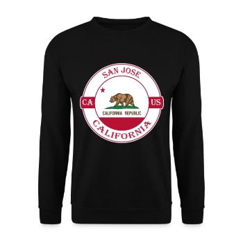 San Jose Kalifornien Flagge USA Reise Souvenir Abzeichen - Unisex Pullover - Schwarz - Vorne - Alina (178cm) & Michal (187cm)