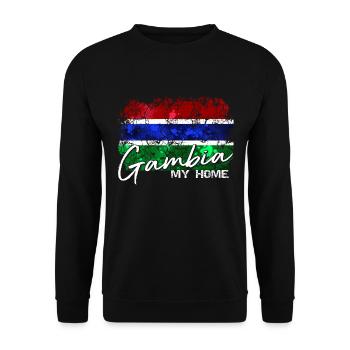 Gambia Flag Gambians Flagge Gambier - Unisex Pullover - Schwarz - Vorne - Alina (178cm) & Michal (187cm)