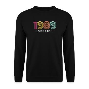 1989-Berlin - Unisex Pullover - Schwarz - Vorne - Alina (178cm) & Michal (187cm)