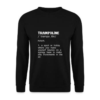 Federnde Trampolin Kunststücke - Unisex Pullover - Schwarz - Vorne - Alina (178cm) & Michal (187cm)