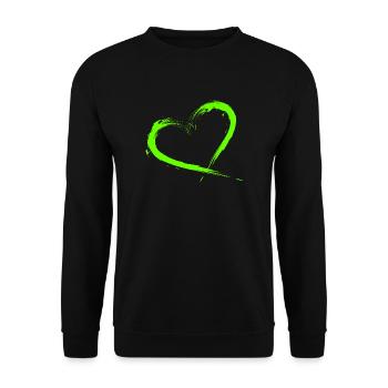 Herz Design Bürste Grün Hellgrün - Unisex Pullover - Schwarz - Vorne - Alina (178cm) & Michal (187cm)