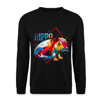 Massives Nilpferd Flusspferd - Unisex Pullover - Schwarz - Vorne - Alina (178cm) & Michal (187cm)