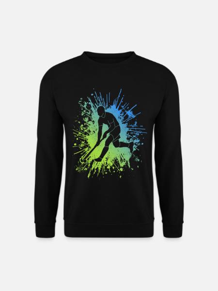 Hockeyspieler Farbklecks Hockey Spieler Feldhockey - Unisex Pullover - Schwarz