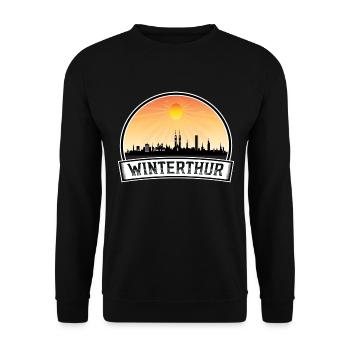 Winterthur Schweiz Skyline Vintage Sunset Trav - Unisex Pullover - Schwarz - Vorne - Alina (178cm) & Michal (187cm)