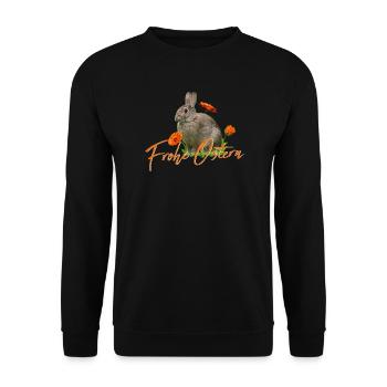 Frohe Ostern Osterhase - Unisex Pullover - Schwarz - Vorne - Alina (178cm) & Michal (187cm)