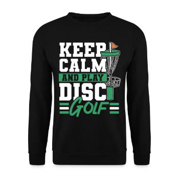 Ruhig bleiben und Disc Golf spielen Freizeit-Werfe - Unisex Pullover - Schwarz - Vorne - Alina (178cm) & Michal (187cm)