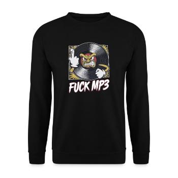 Fuck MP3 - Unisex Pullover - Schwarz - Vorne - Alina (178cm) & Michal (187cm)