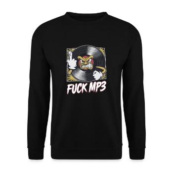 Fuck MP3 - Unisex Pullover - Schwarz - Vorne - Alina (178cm) & Michal (187cm)
