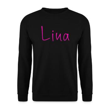 Lina Handschrift Pink - Unisex Pullover - Schwarz - Vorne - Alina (178cm) & Michal (187cm)