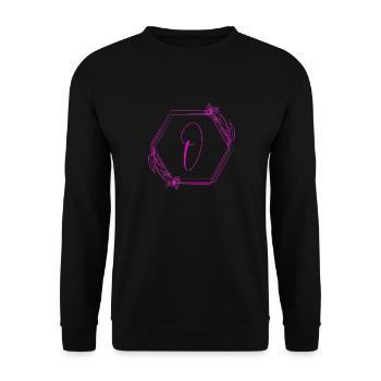 O Florales Monogramm im Hexagon - Unisex Pullover - Schwarz - Vorne - Alina (178cm) & Michal (187cm)