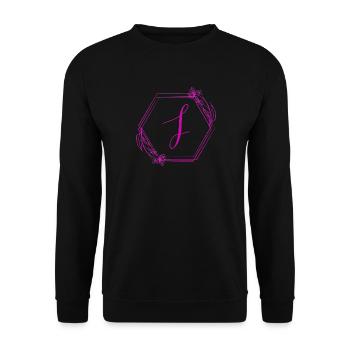 J Monogramm mit Blütenrahmen - Unisex Pullover - Schwarz - Vorne - Alina (178cm) & Michal (187cm)