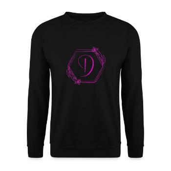 D Monogramm Blütenrahmen Pink Hexagon - Unisex Pullover - Schwarz - Vorne - Alina (178cm) & Michal (187cm)