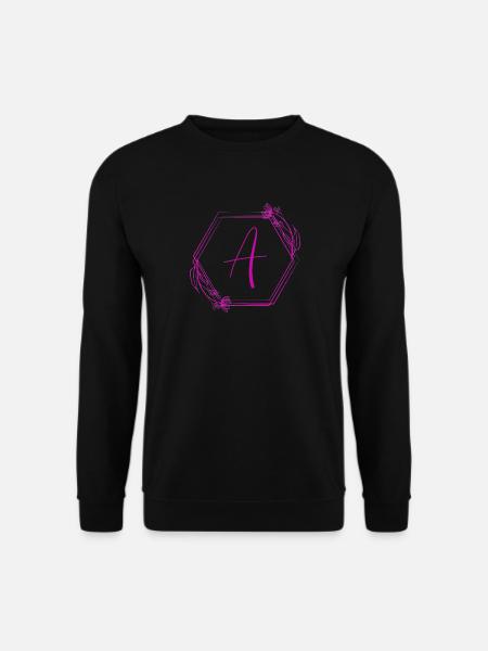 A Monogramm Hexagon Blüten - Unisex Pullover - Schwarz