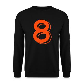 Trikotnummer 8  - Unisex Pullover - Schwarz - Vorne - Alina (178cm) & Michal (187cm)